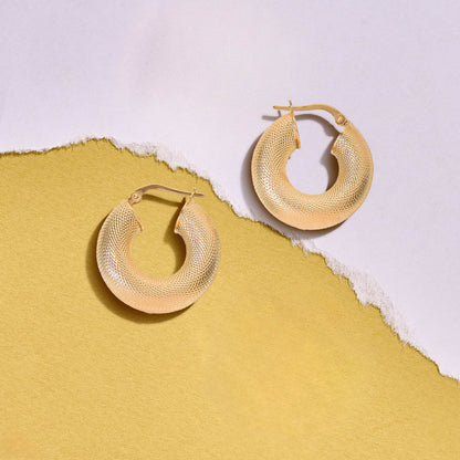 Textured Tube Hoop Earrings in Gold