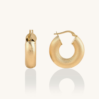 Textured Tube Hoop Earrings in Gold
