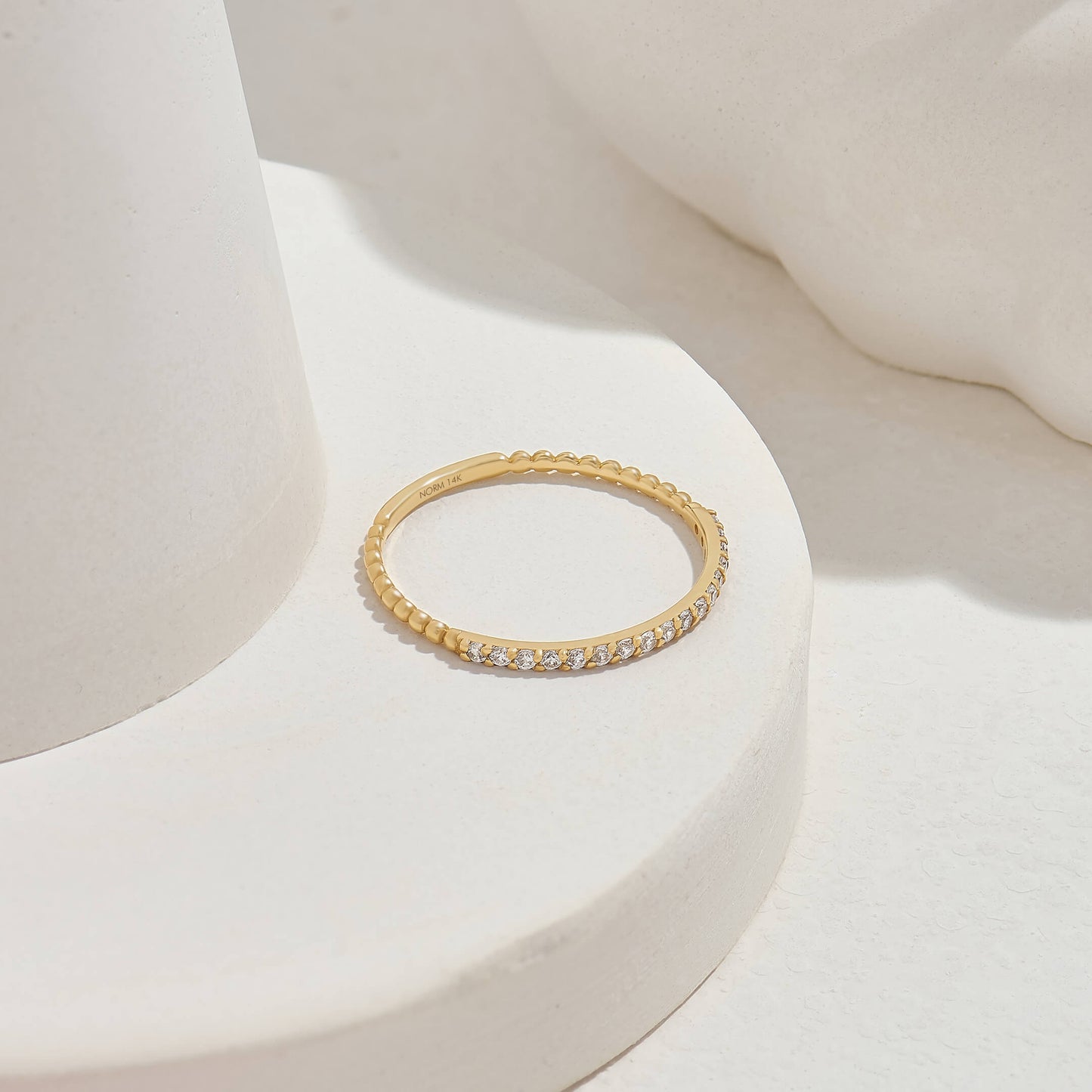 Tiny Diamond Ball Ring in Gold