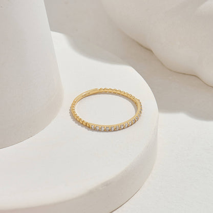 Tiny Diamond Ball Ring in Gold