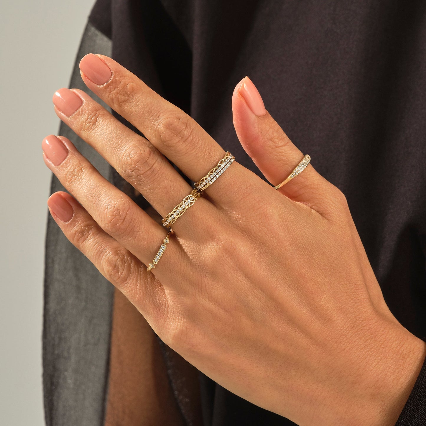 Tiny Diamond Ball Ring in Gold