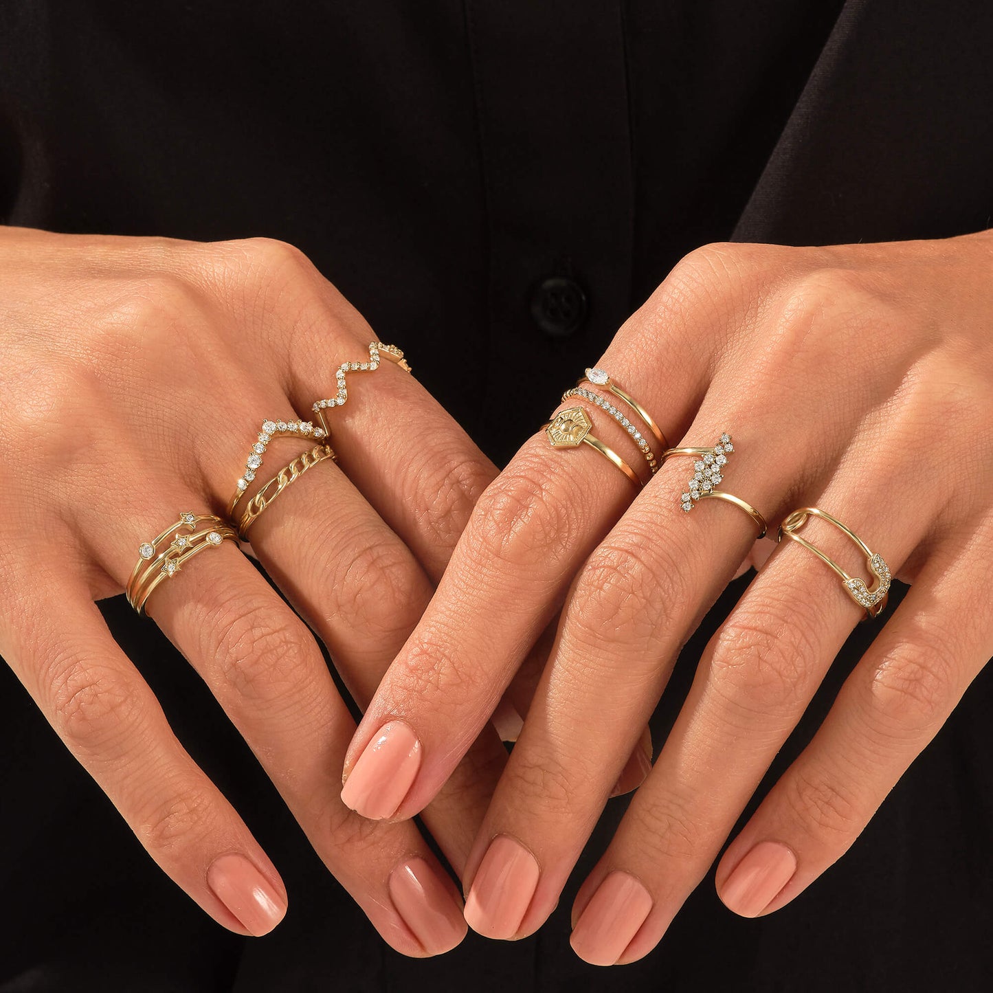 Tiny Diamond Ball Ring in Gold