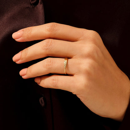 Tiny Pave Signet Ring in Gold
