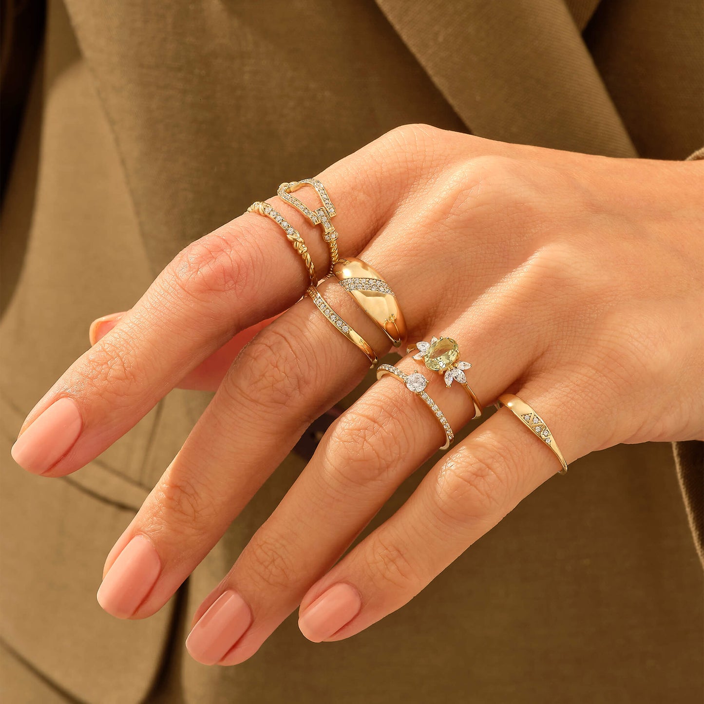 Tiny Pave Signet Ring in Gold