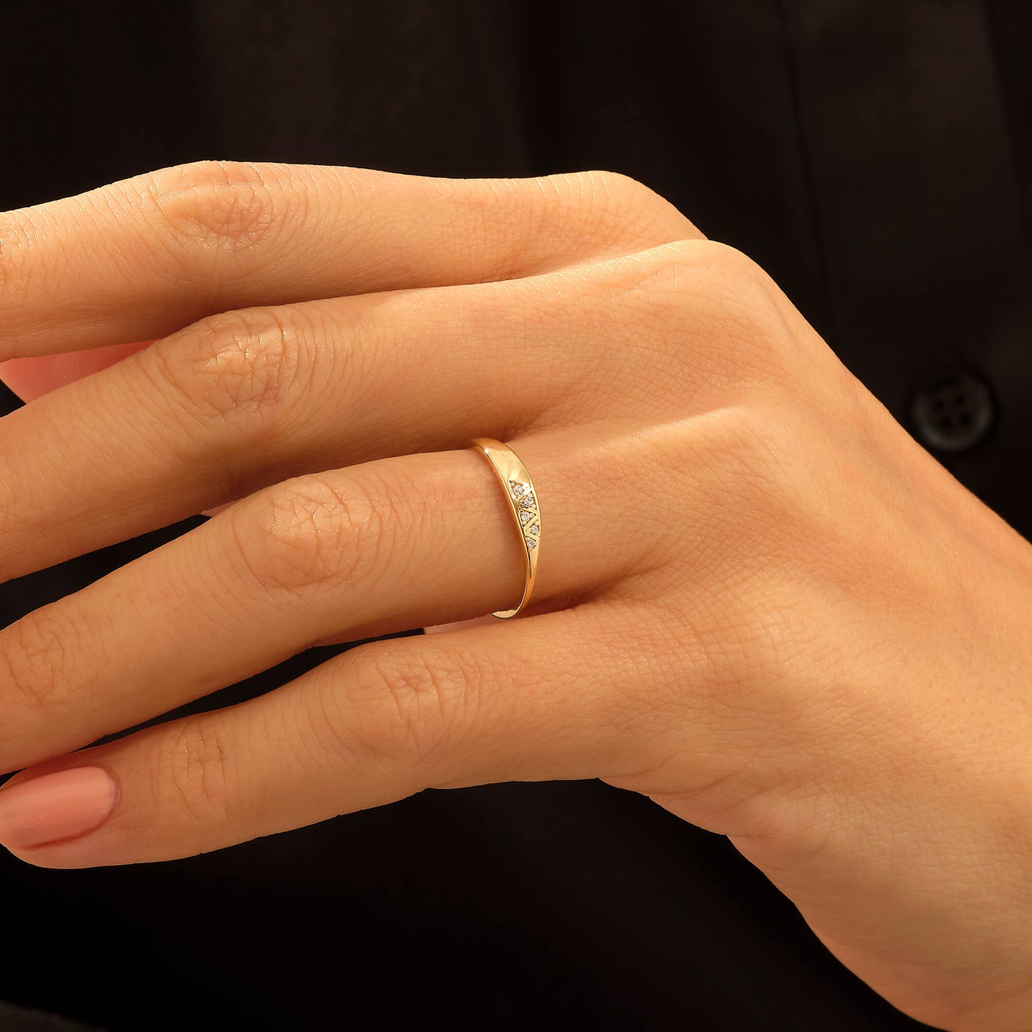 Tiny Pave Signet Ring in Gold