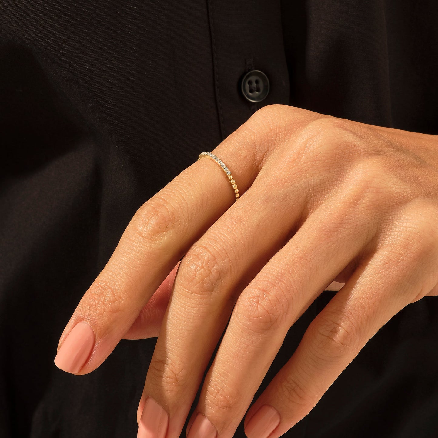 Tiny Diamond Ball Ring in Gold