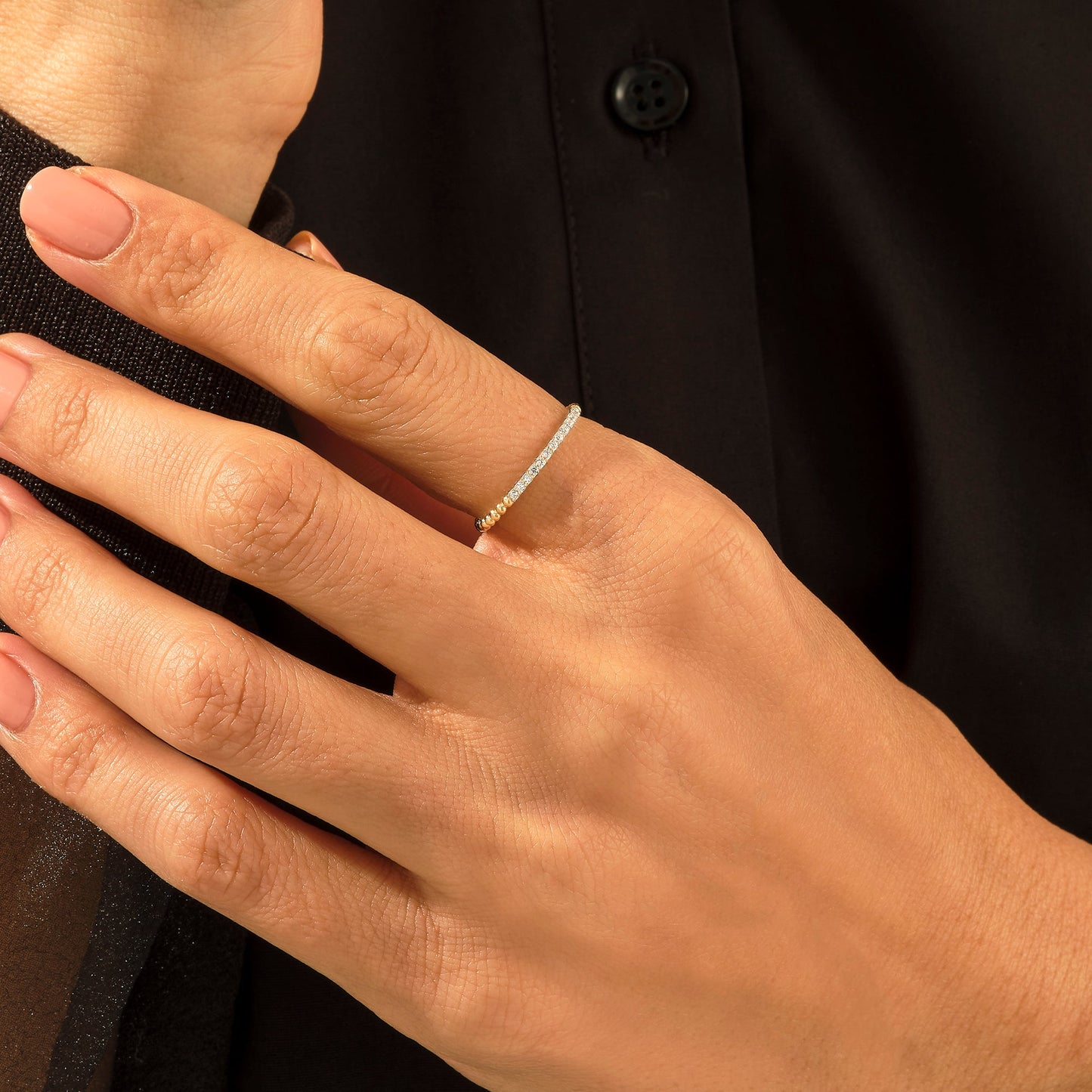 Tiny Diamond Ball Ring in Gold