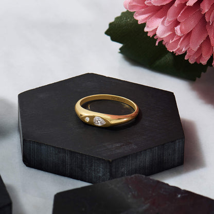 Toi et Moi Signet Ring - Gold Vermeil