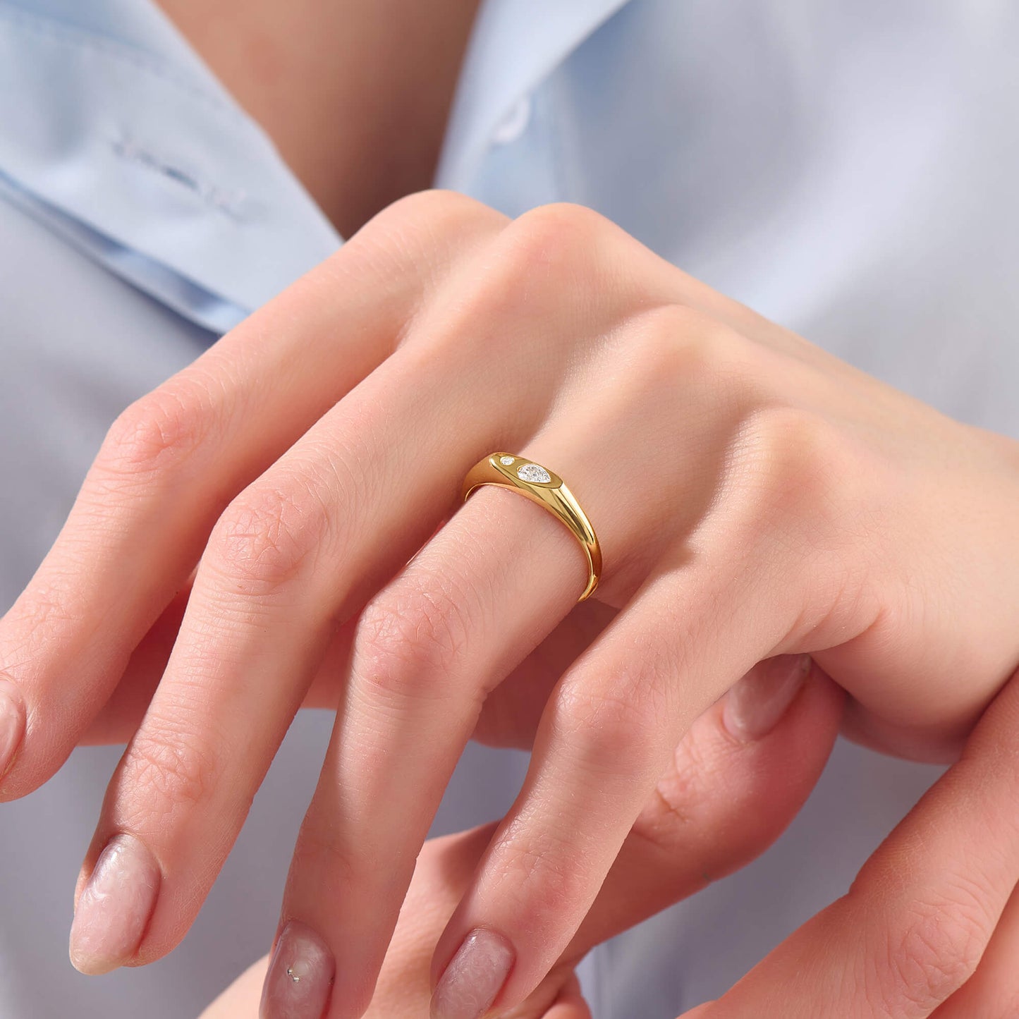 Toi et Moi Signet Ring - Gold Vermeil