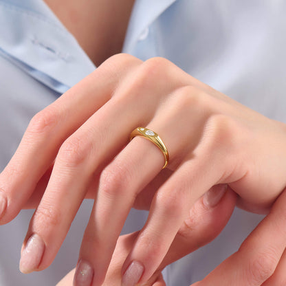 Toi et Moi Signet Ring - Gold Vermeil