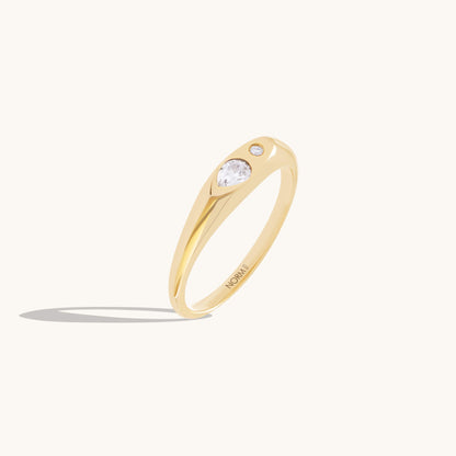 Toi et Moi Signet Ring - Gold Vermeil