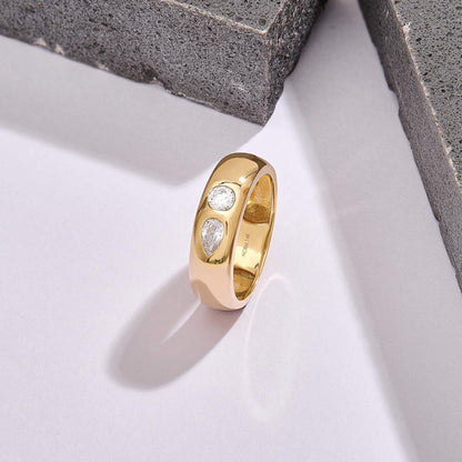 Toi et Moi Diamond Band Ring in Gold