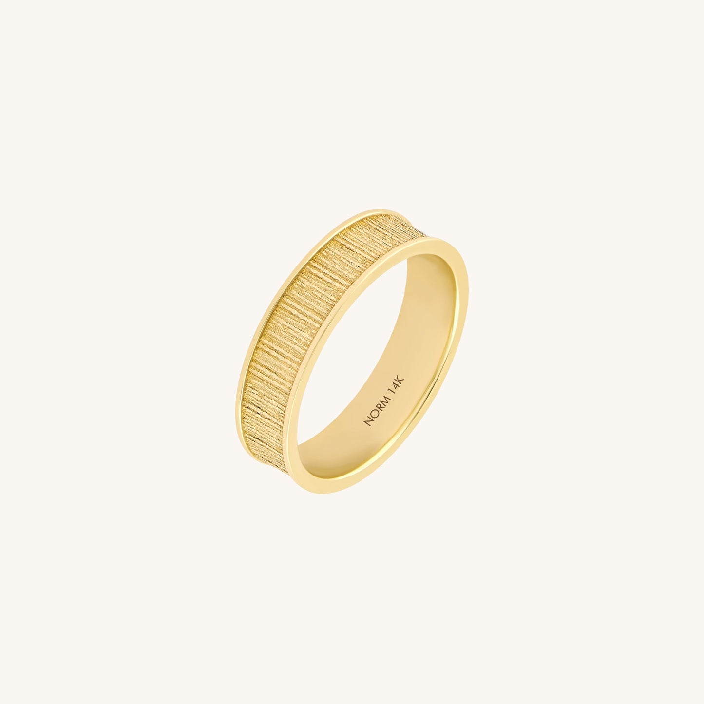 Tree Bark Band Ring in Gold