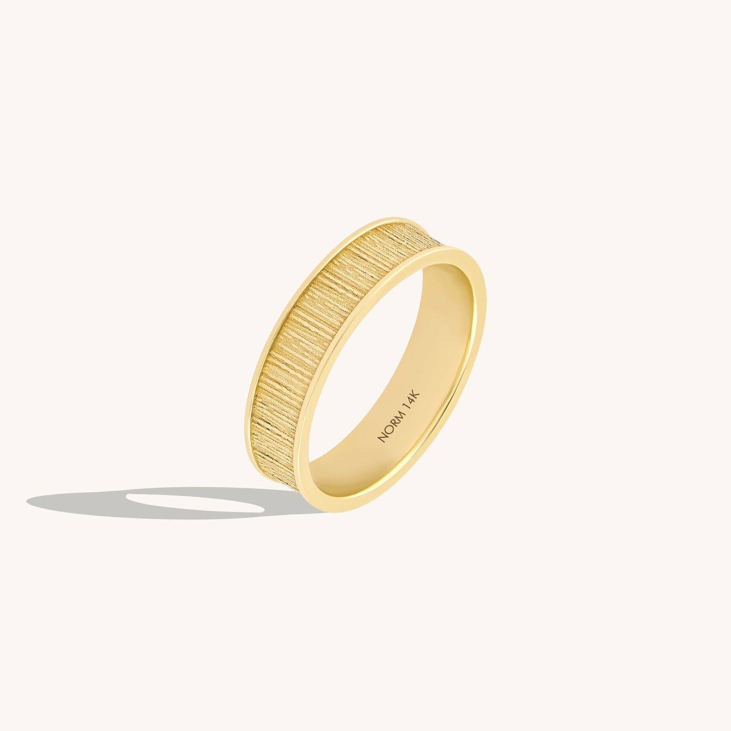 Tree Bark Band Ring in Gold