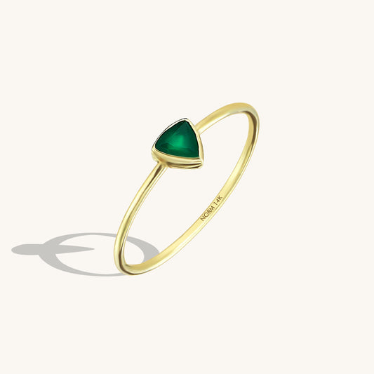 Triangle Green Agate Ring in Gold