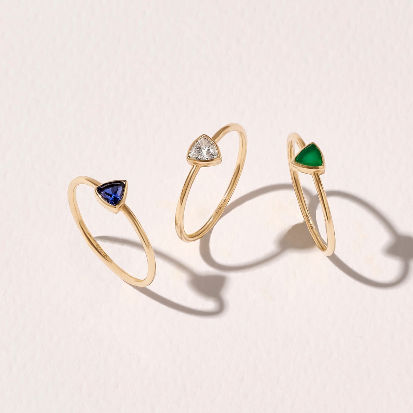 Triangle Green Agate Ring in Gold