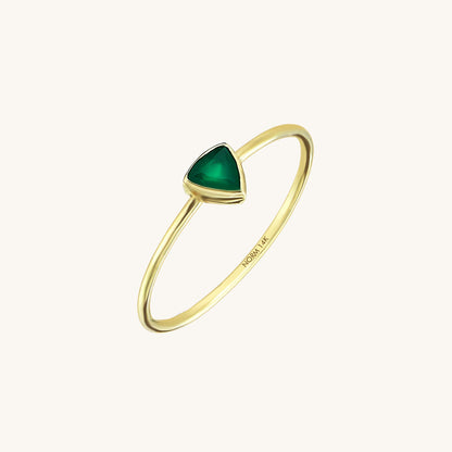 Triangle Green Agate Ring in Gold
