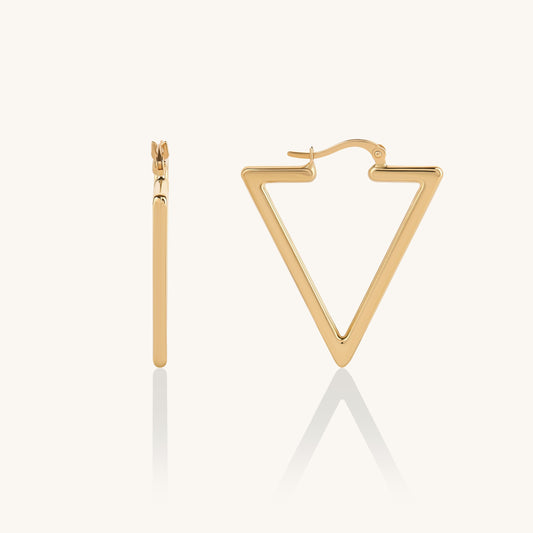 Triangle Hoop Earrings in Gold
