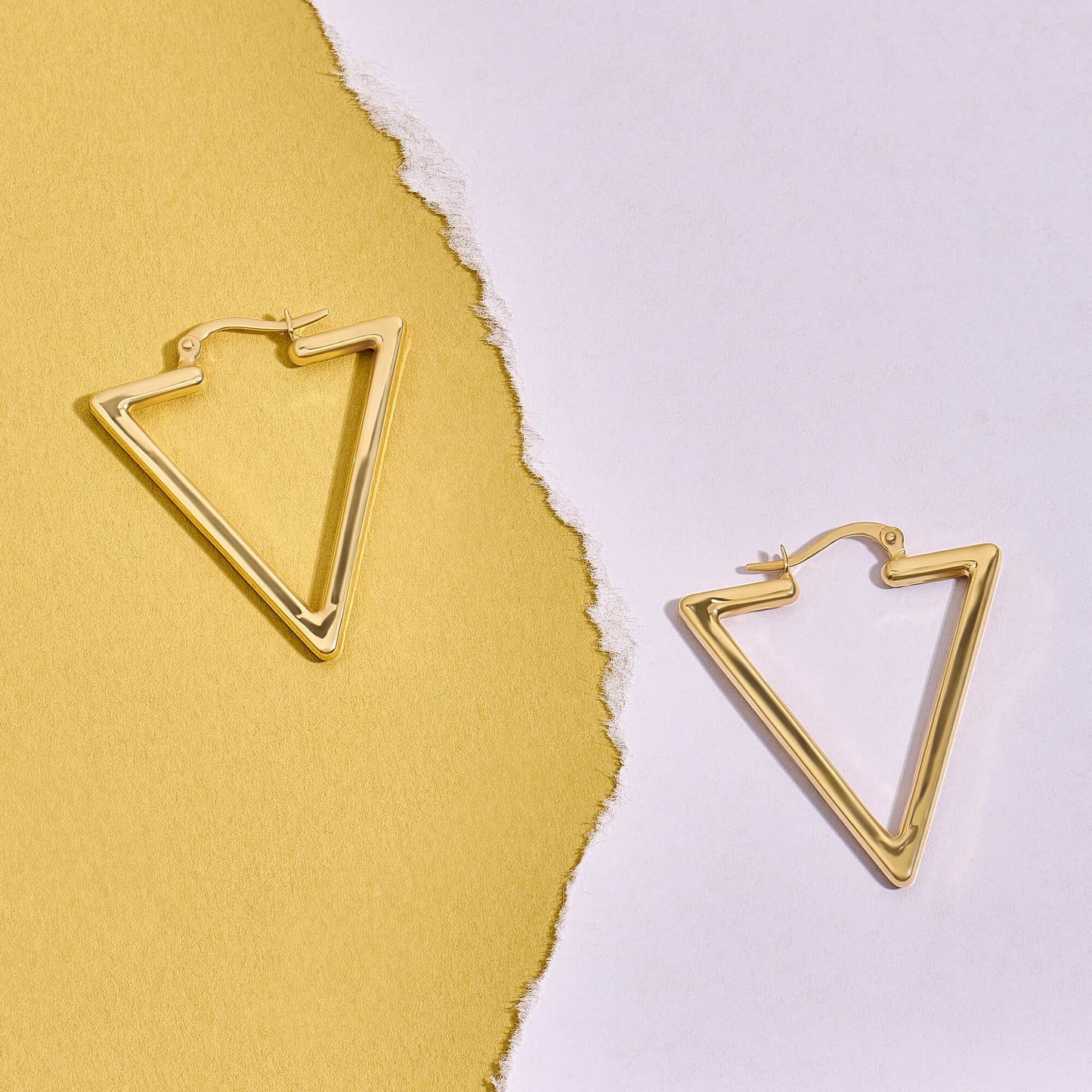 Triangle Hoop Earrings in Gold