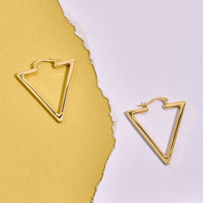 Triangle Hoop Earrings in Gold