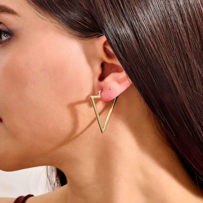 Triangle Hoop Earrings in Gold