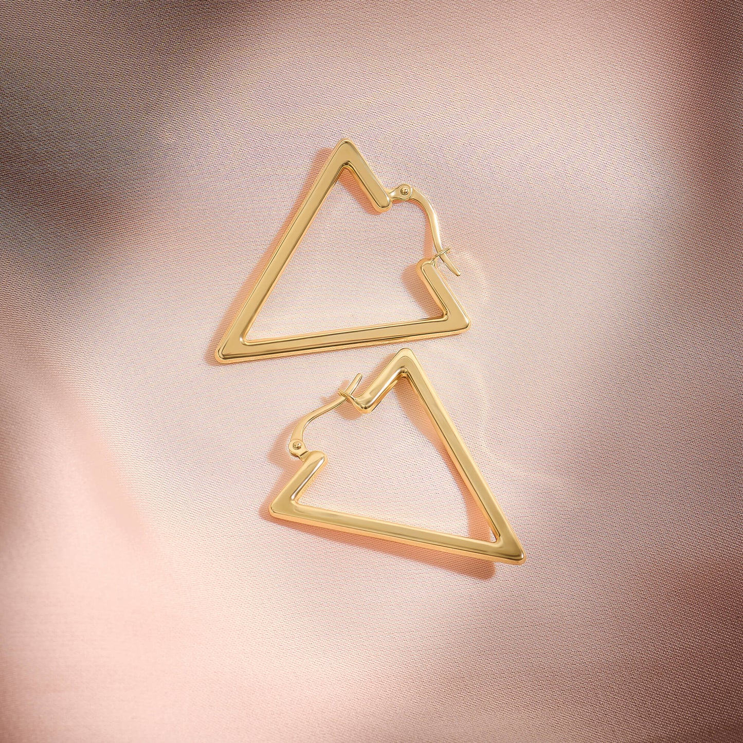 Triangle Hoop Earrings in Gold