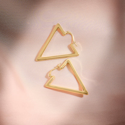 Triangle Hoop Earrings in Gold