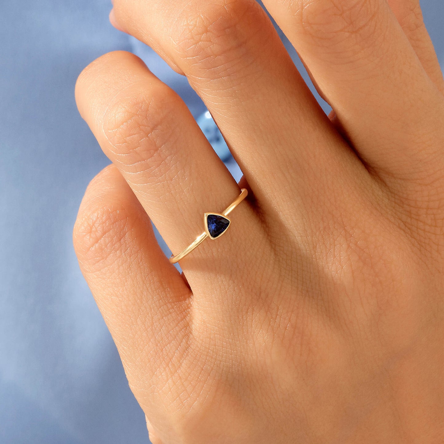 Triangle Sapphire Ring in Gold