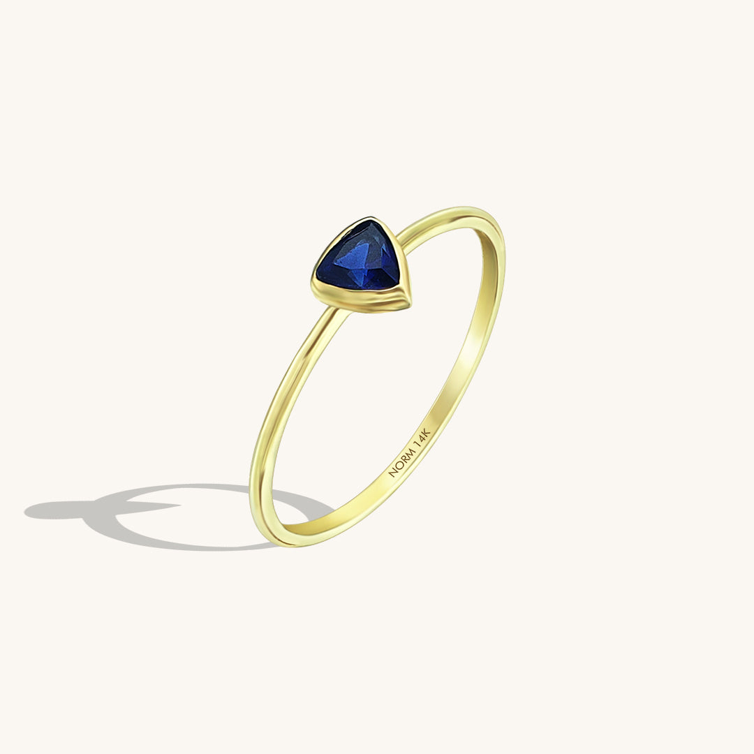 Triangle Sapphire Ring in Gold