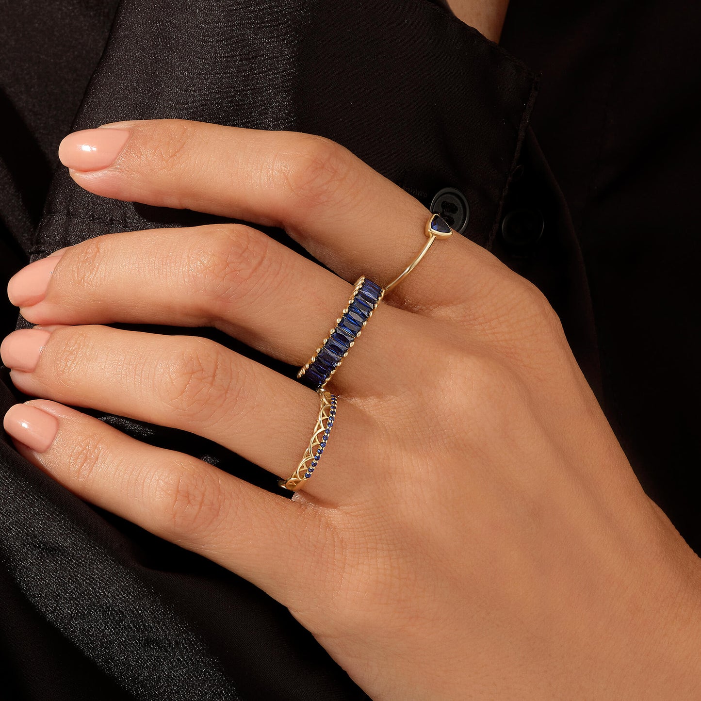 Triangle Sapphire Ring in Gold