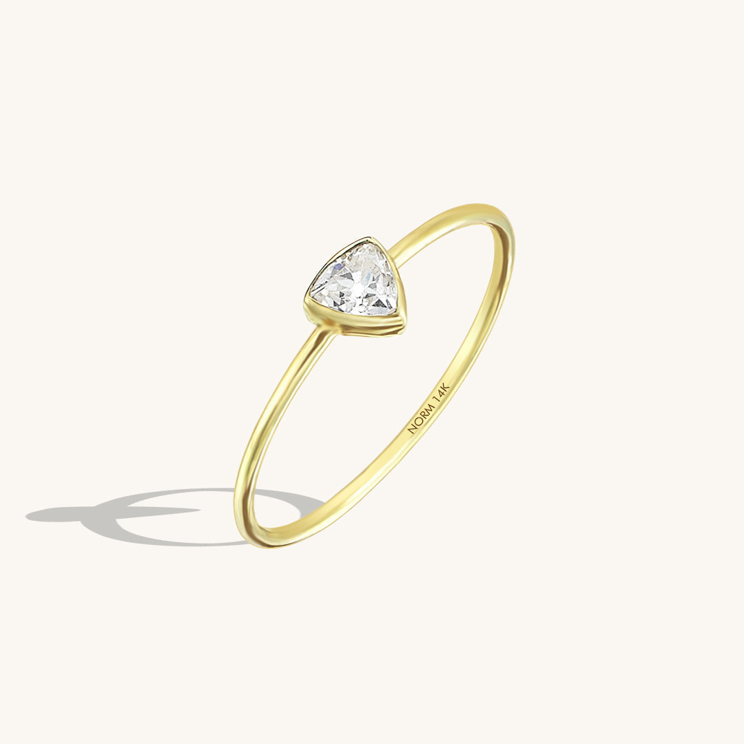 Triangle Solitaire Ring in Gold