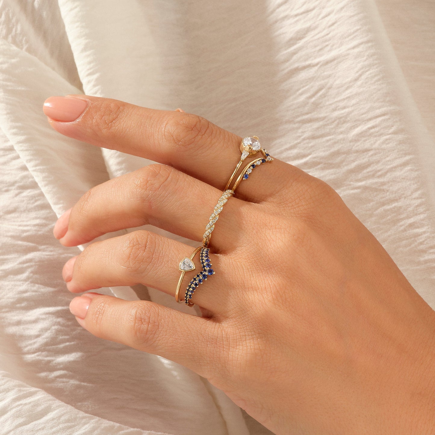 Triangle Solitaire Ring in Gold