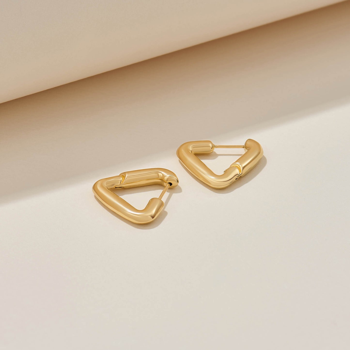 Triangle Tube Hoop Earrings in Gold