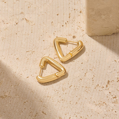 Triangle Tube Hoop Earrings in Gold