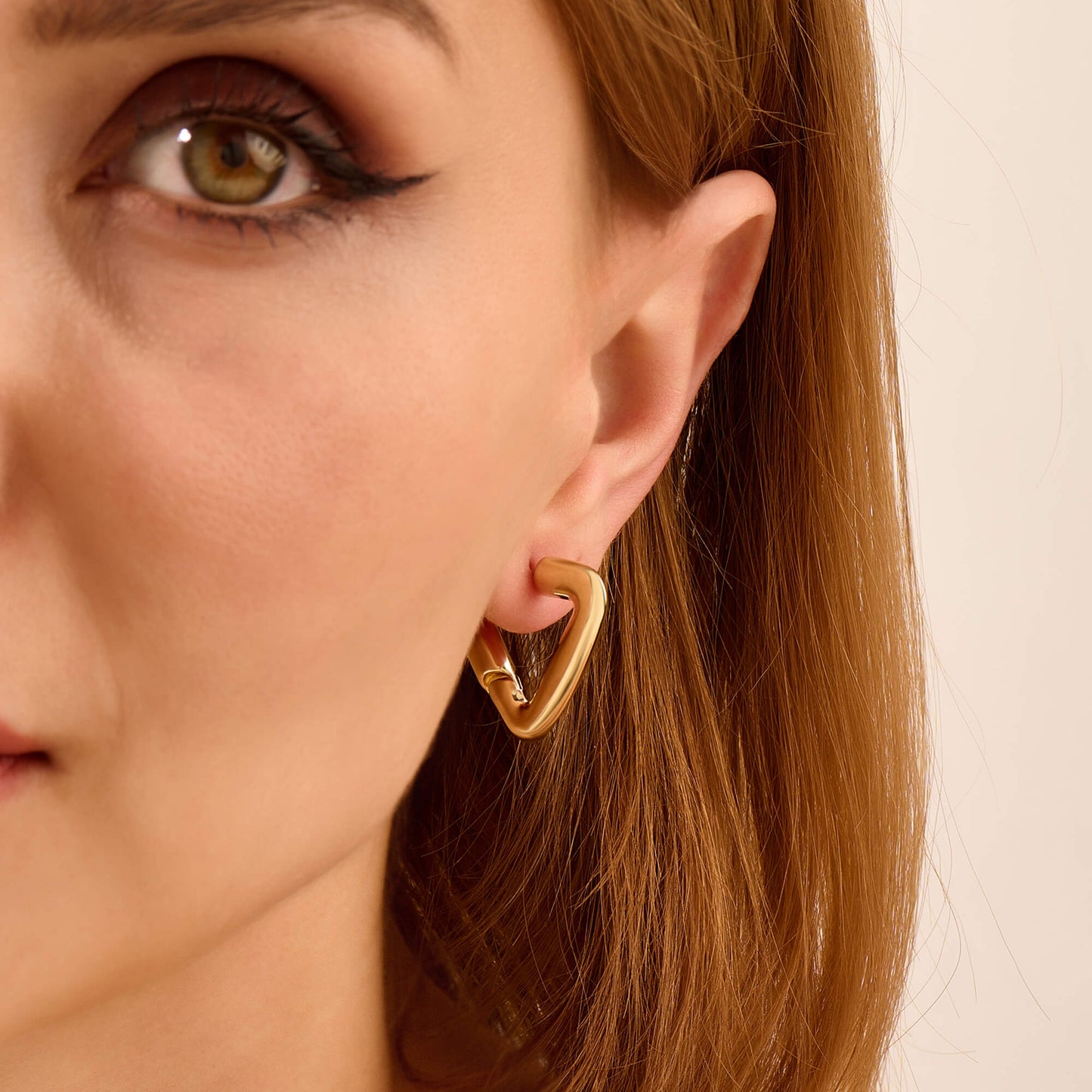 Triangle Tube Hoop Earrings in Gold
