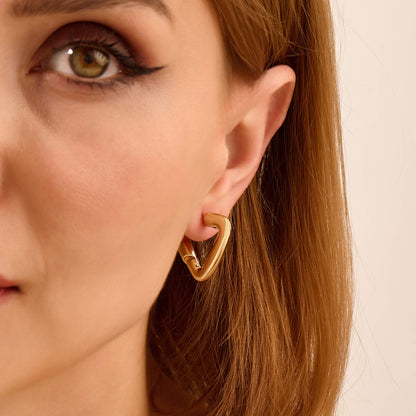 Triangle Tube Hoop Earrings in Gold