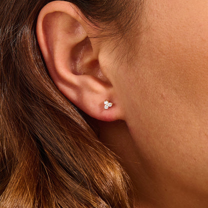 Trio Bezel Cluster Earrings in Gold