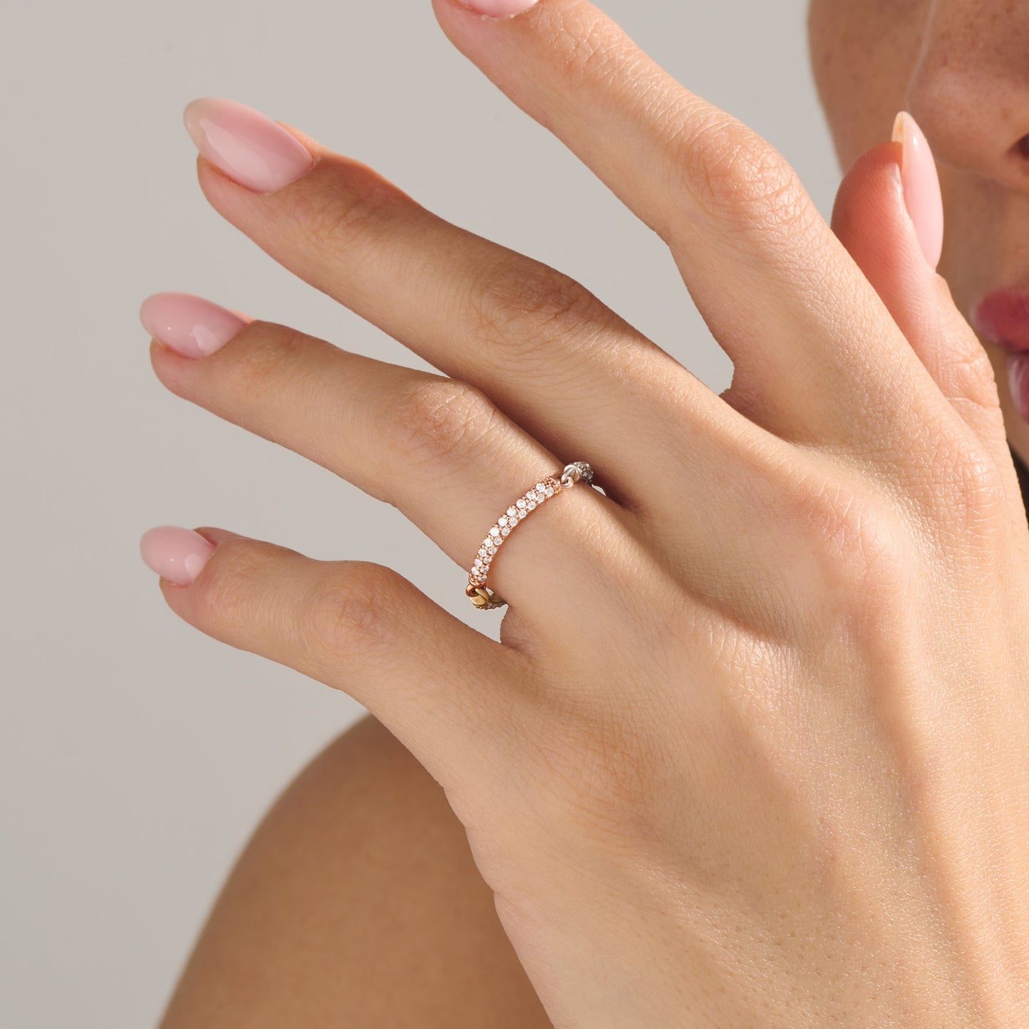 Trio Link Full Eternity Ring in Gold