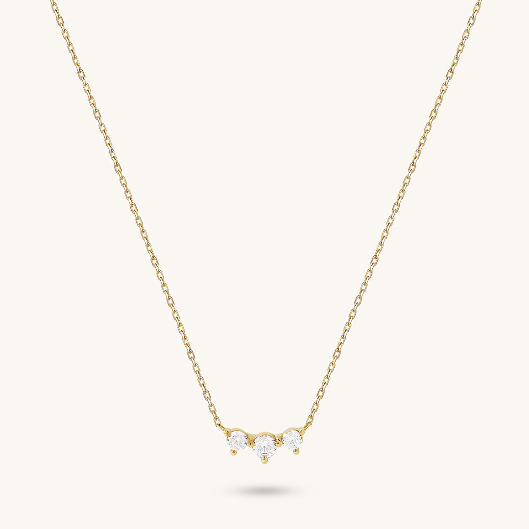 Triple Solitaire Necklace in Gold