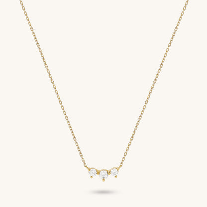 Triple Solitaire Necklace in Gold