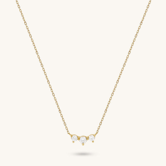 Triple Solitaire Necklace in Gold