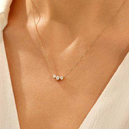 Triple Solitaire Necklace in Gold