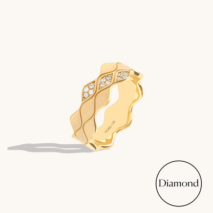 Triple Wave Diamond Band Ring in Gold
