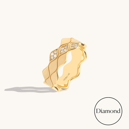 Triple Wave Diamond Band Ring in Gold