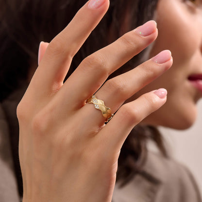 Triple Wave Diamond Band Ring in Gold