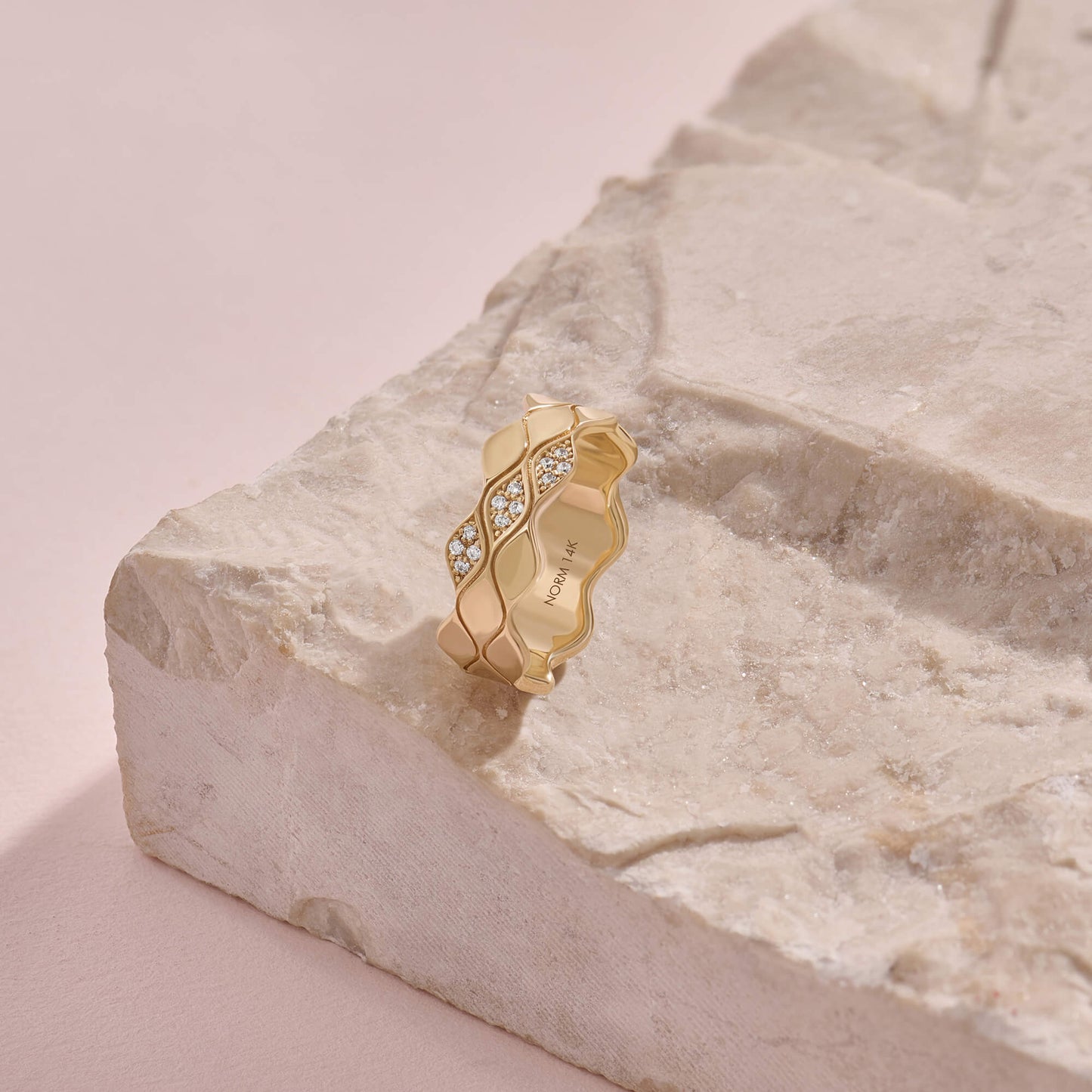 Triple Wave Diamond Band Ring in Gold