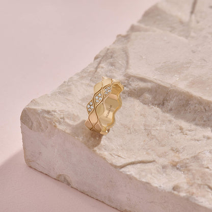 Triple Wave Diamond Band Ring in Gold