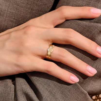 Triple Wave Diamond Band Ring in Gold