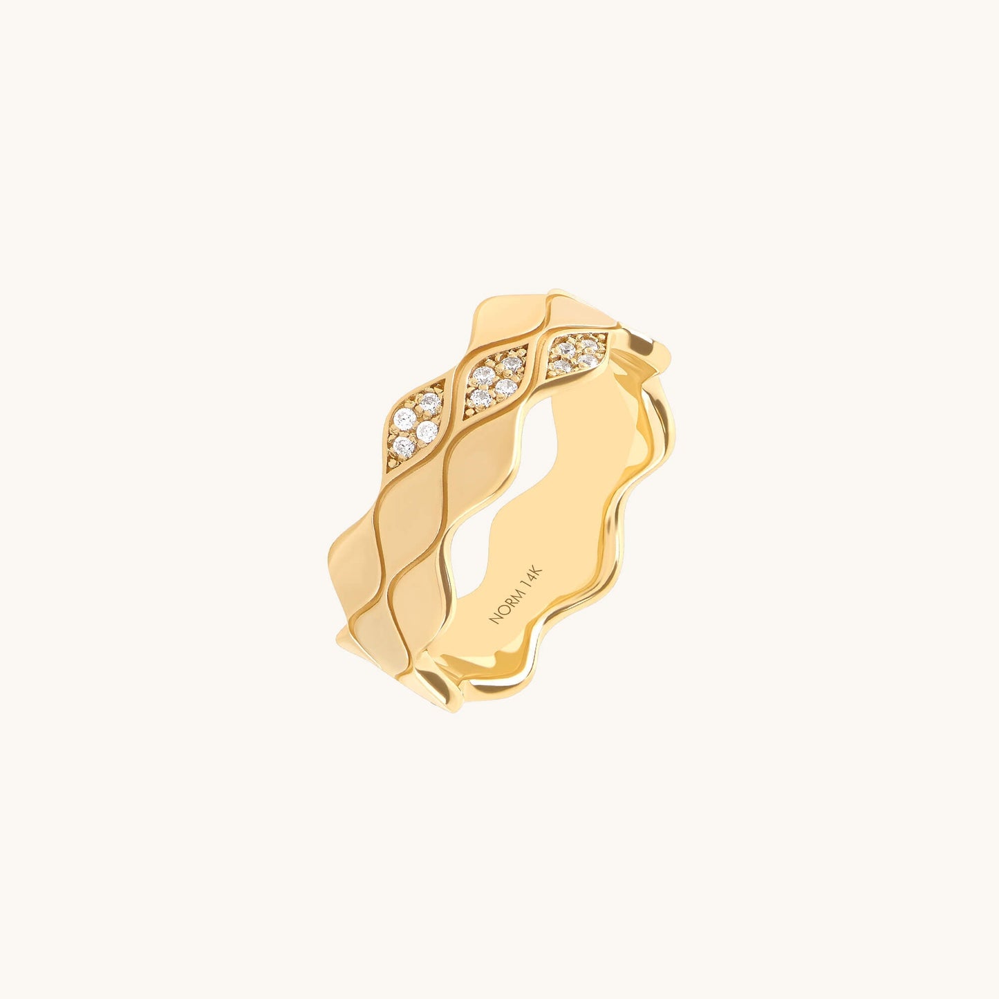 Triple Wave Diamond Band Ring in Gold