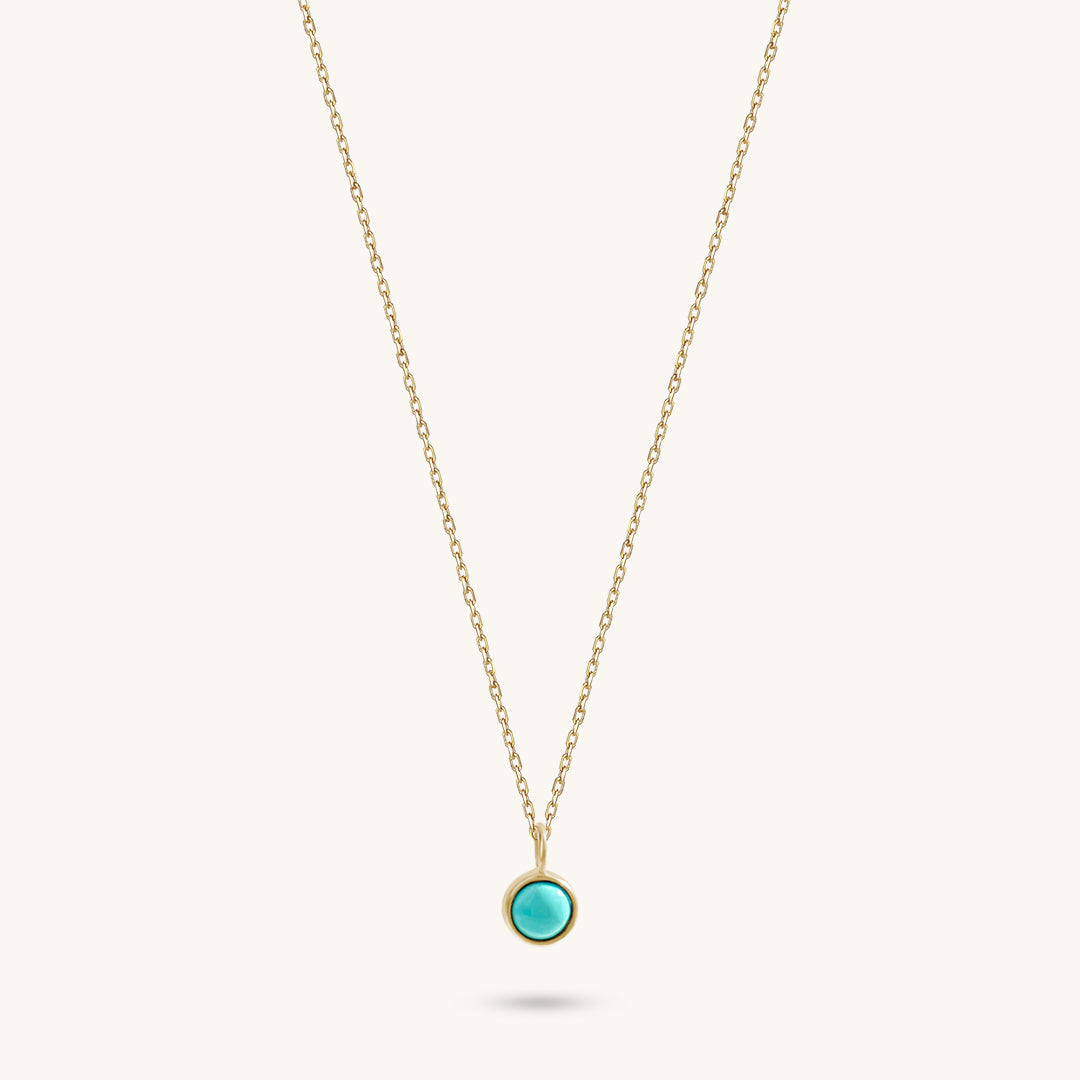 Turquoise Bezel Necklace in Gold